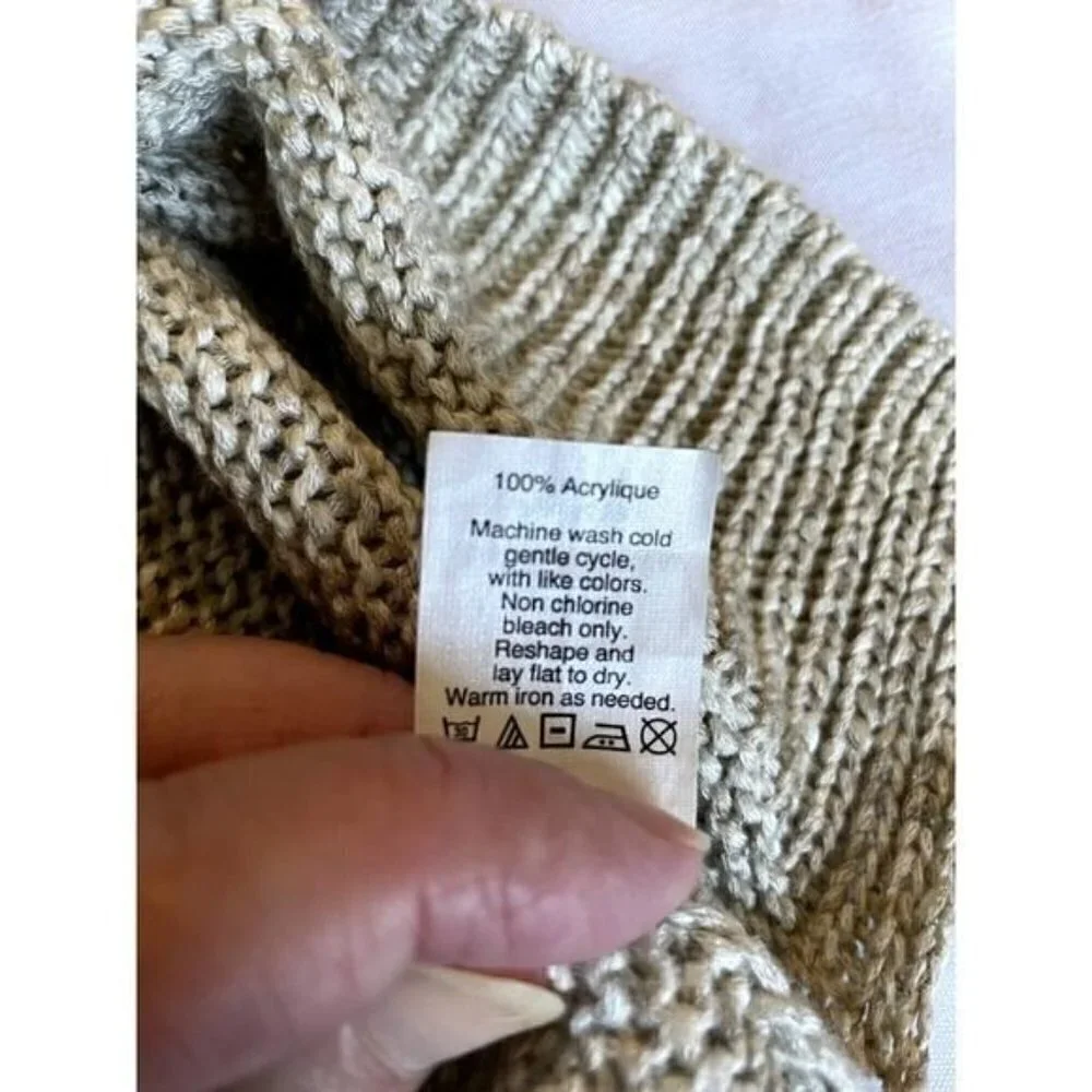 J. CREW Women's Sweater Sz Small Oatmeal Knit Ribbed Collar Hem Wrist Soft NEW